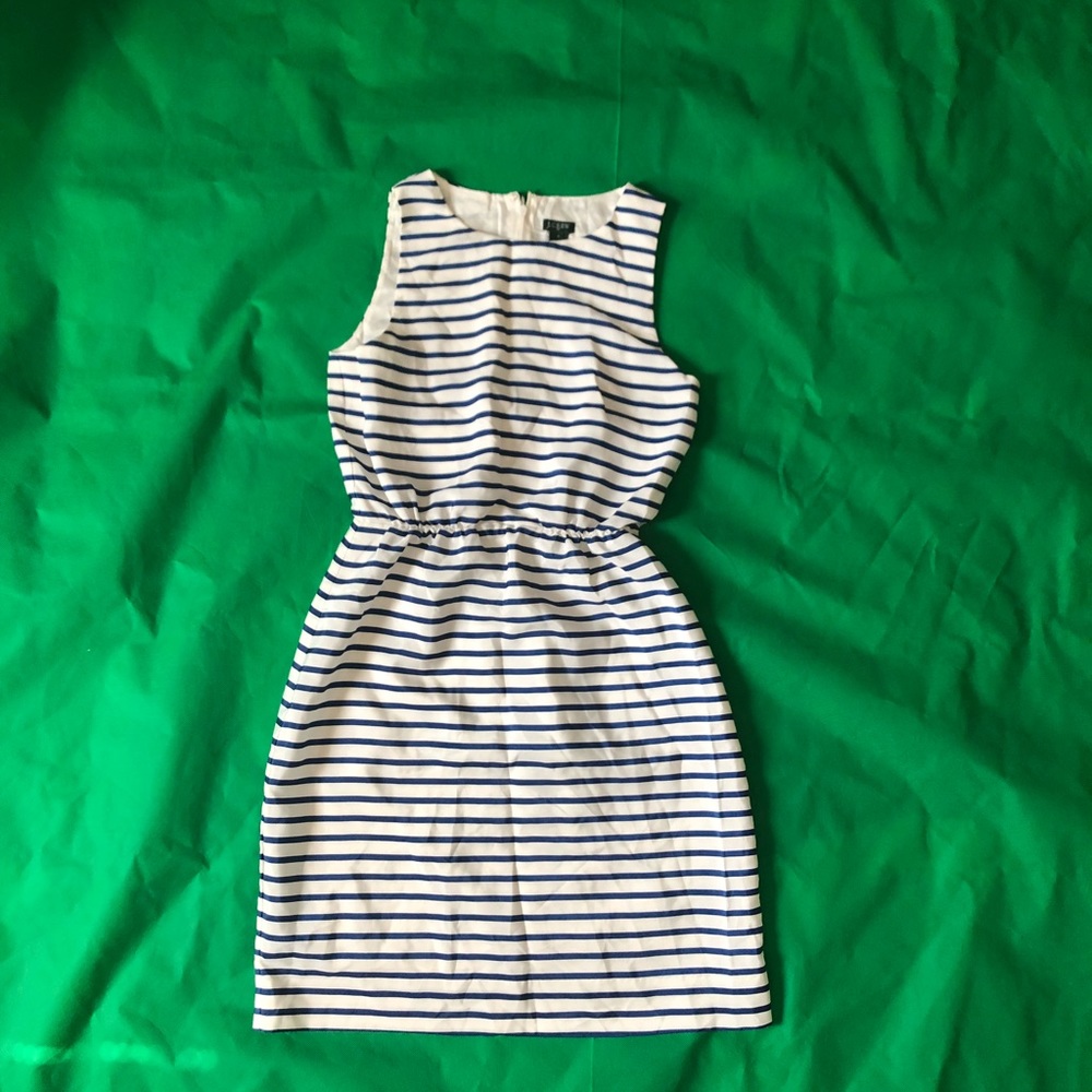White and Blue Sleeveless Dress